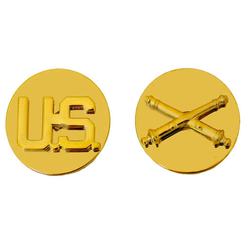 Field Artillery Branch Insignia Army Enlisted and US Gold Discs