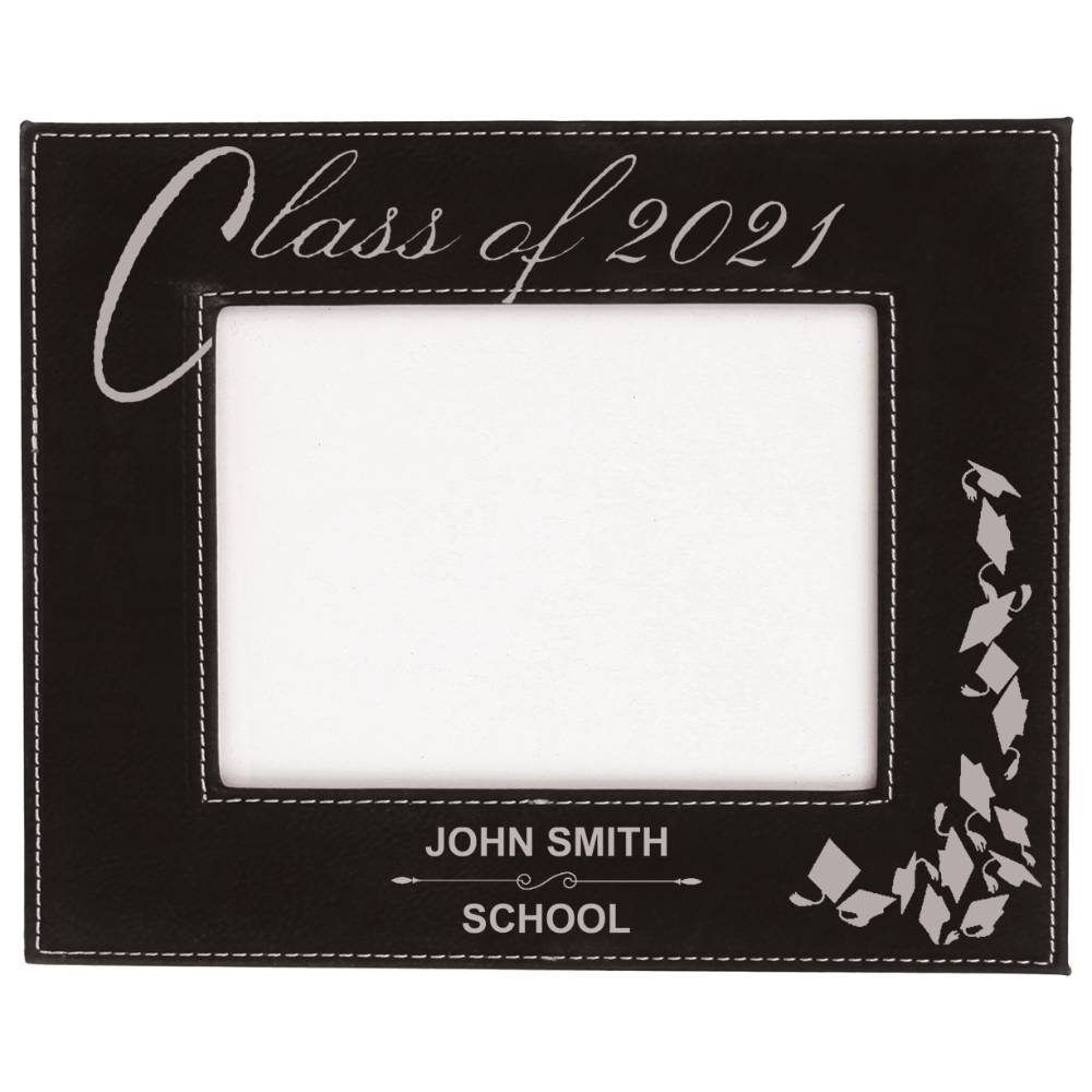Black and Silver Class of 2021 Graduation Picture Frame With Custom Text