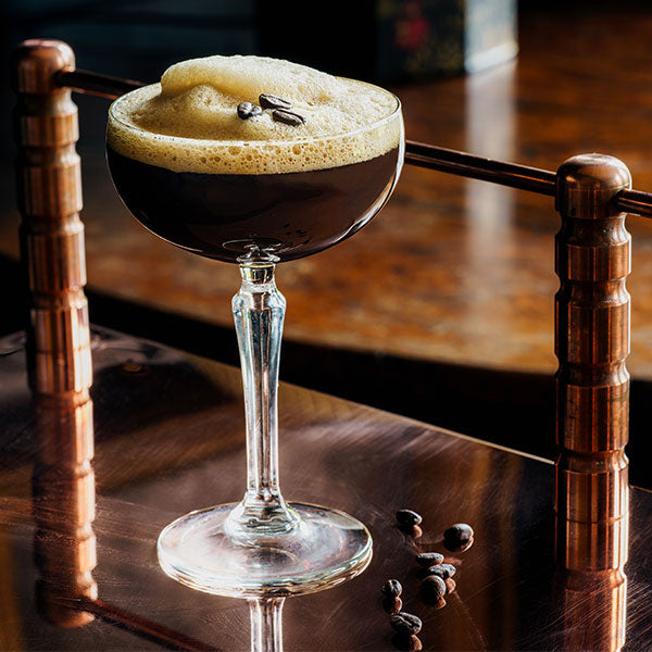 white russian brown cocktail in glass