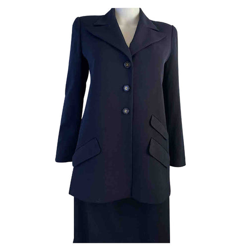 Vintage Chanel 1990's Dark Navy Blue Skirt Suit FR 38 US 4