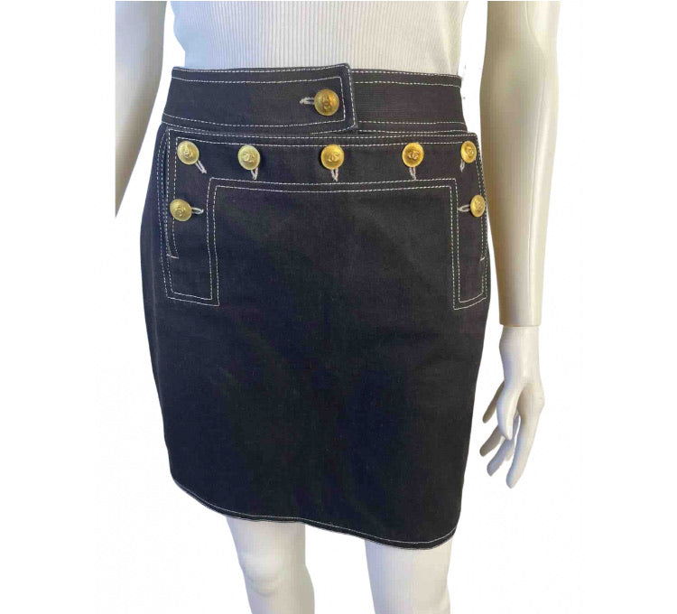 Rare Vintage Collectors 94P, 1994 Spring Chanel Black Denim mini