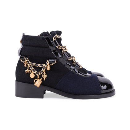 CHANEL 15A Paris Salzburg Charm chains Ankle Boots EU 39 – HelensChanel