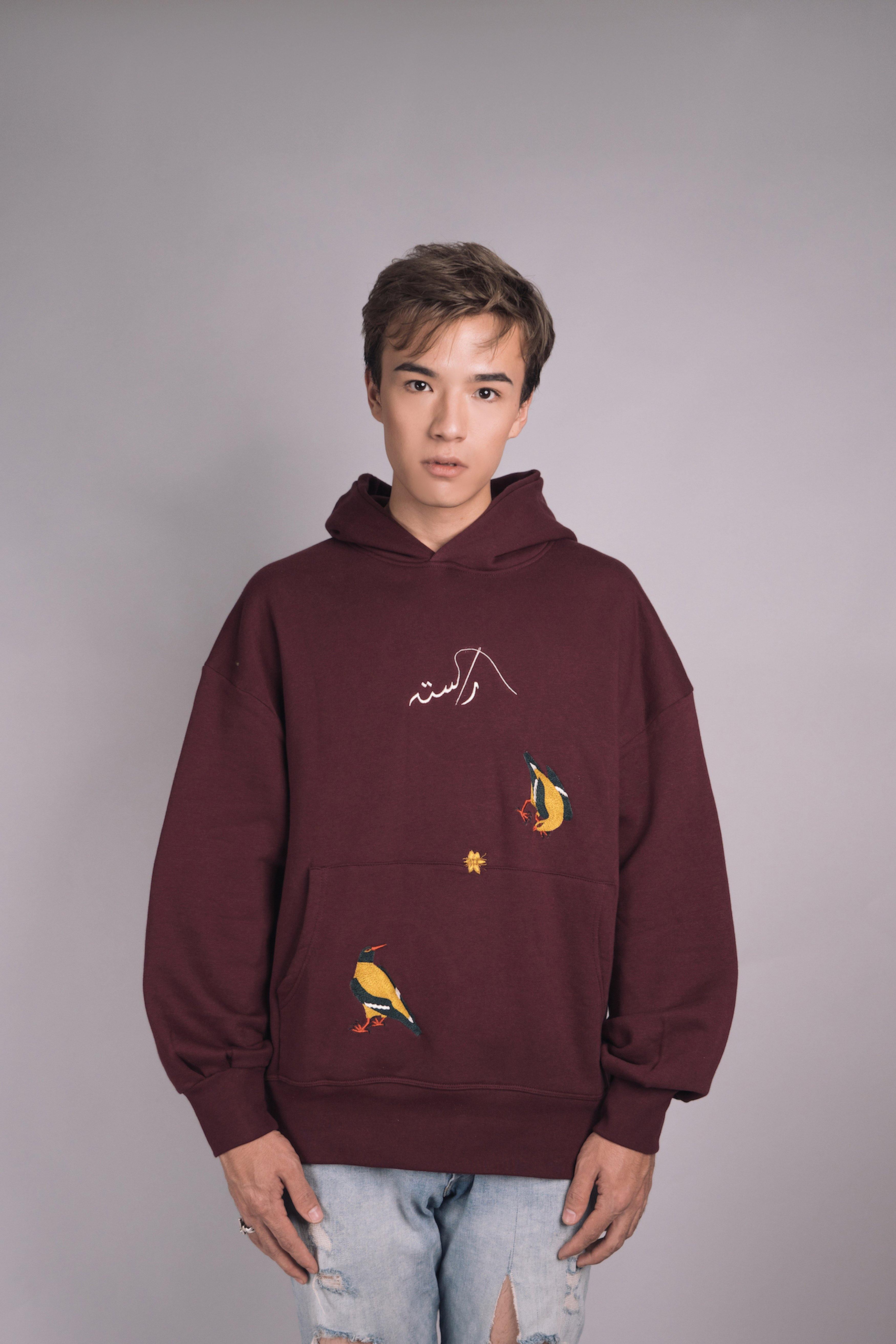 Maroon Golden Orioles Hand Embroidered  Hoodie  Rastah