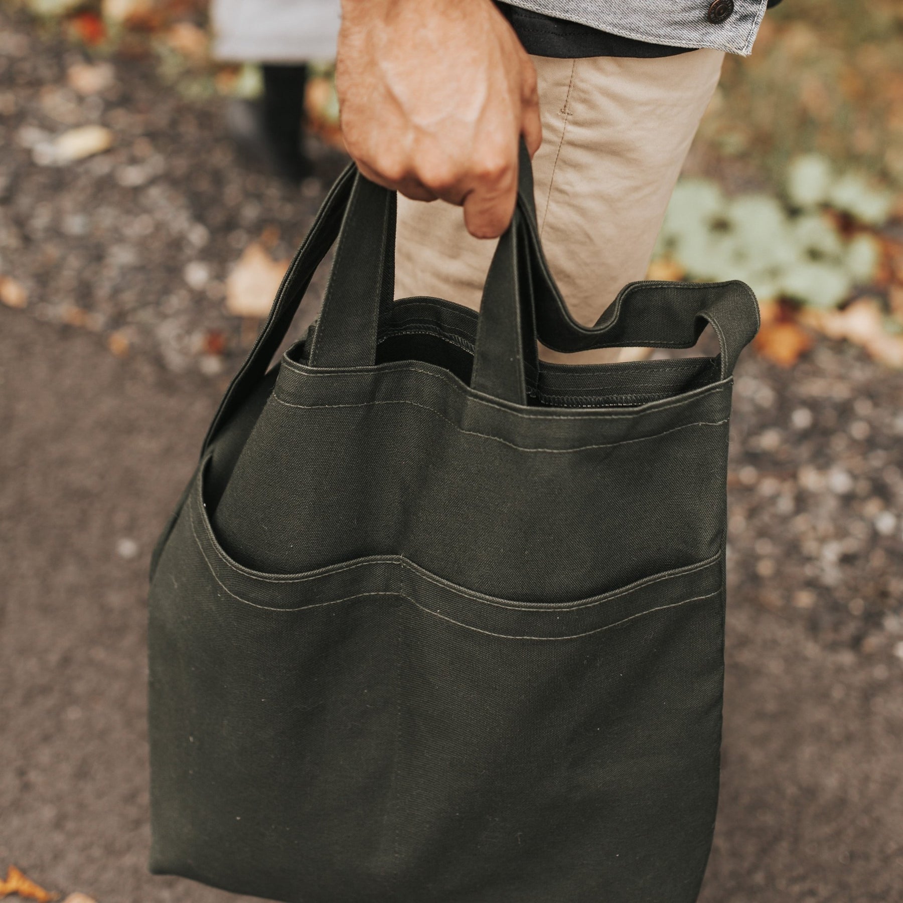 Namu Shop - Amiacalva Washed Canvas 6-Pocket Tote - Olive