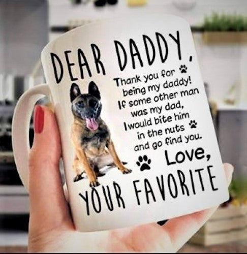 Dear Dog Daddy Fathers Day Coffee Mug Personalised Funny Gifts Presents Birthday Christmas - fair-dinkum-gifts