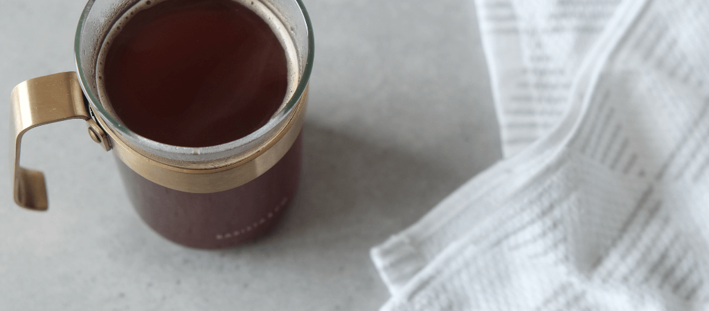 fresh brewed coffee in a glass mug