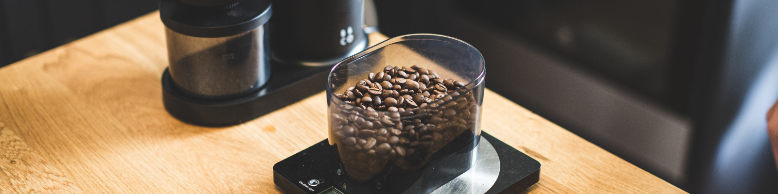 coffee grinder hopper full of beans