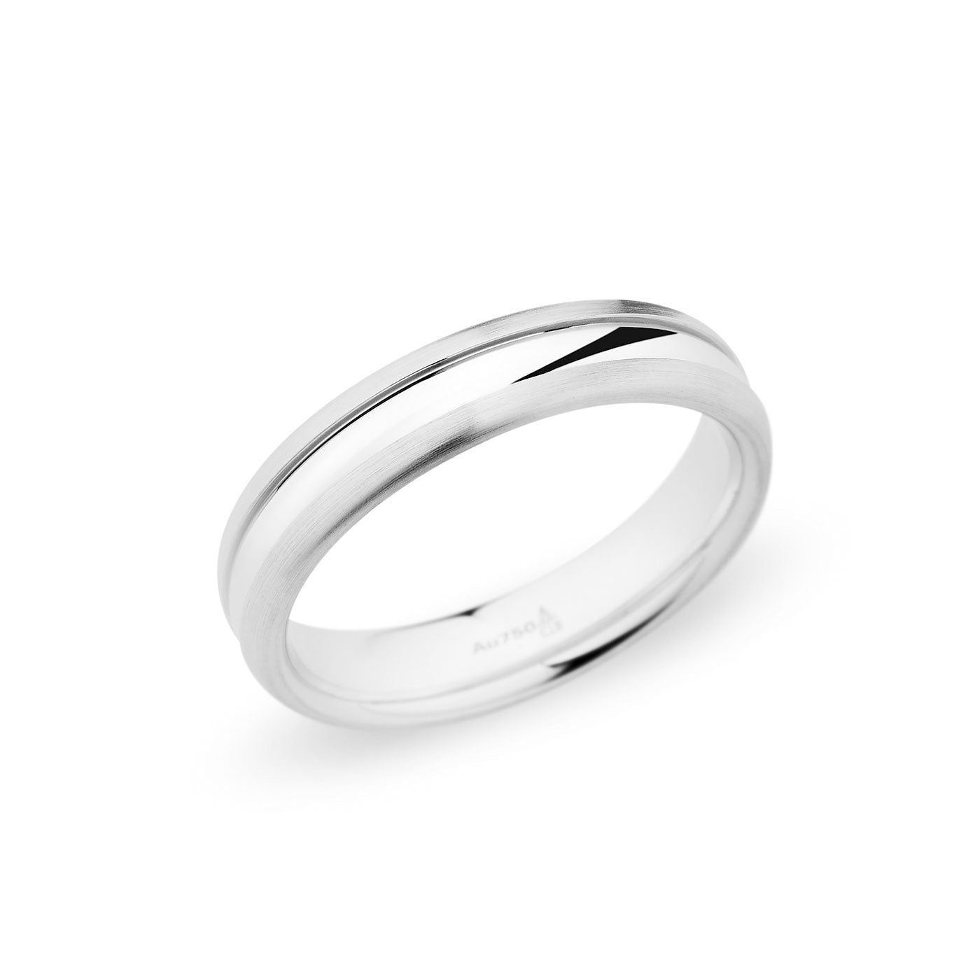 14K White Gold 5mm Polished Center Dome Brushed Edge - Bruce G Weber product image