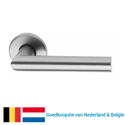 tapijt audit Attent RVS deurkruk op rozet - geborsteld & modern - Alba Promo van Entra -  Deurklinkshop.nl