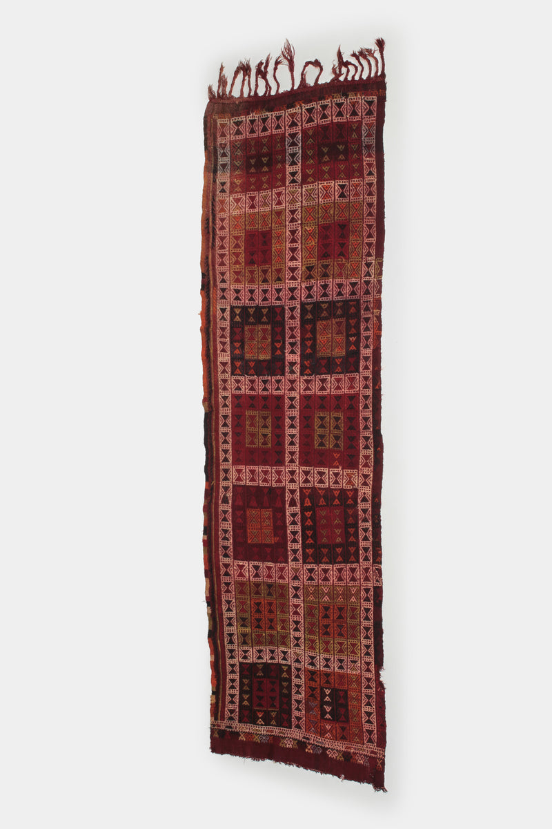 Baluch carpet with a geometric pattern, knotted and woven