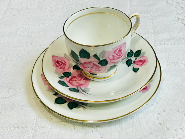 Clare  Pink Rose Teacups & Saucers