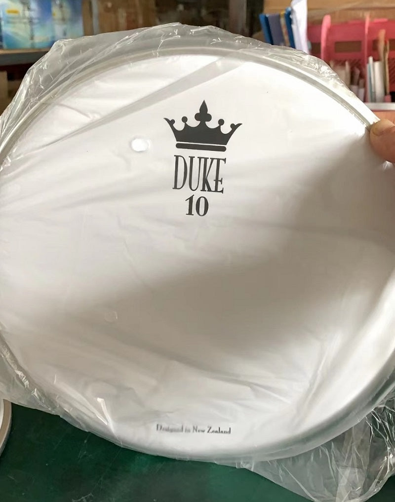 duke10 banjolele drum head with screenprinted logo