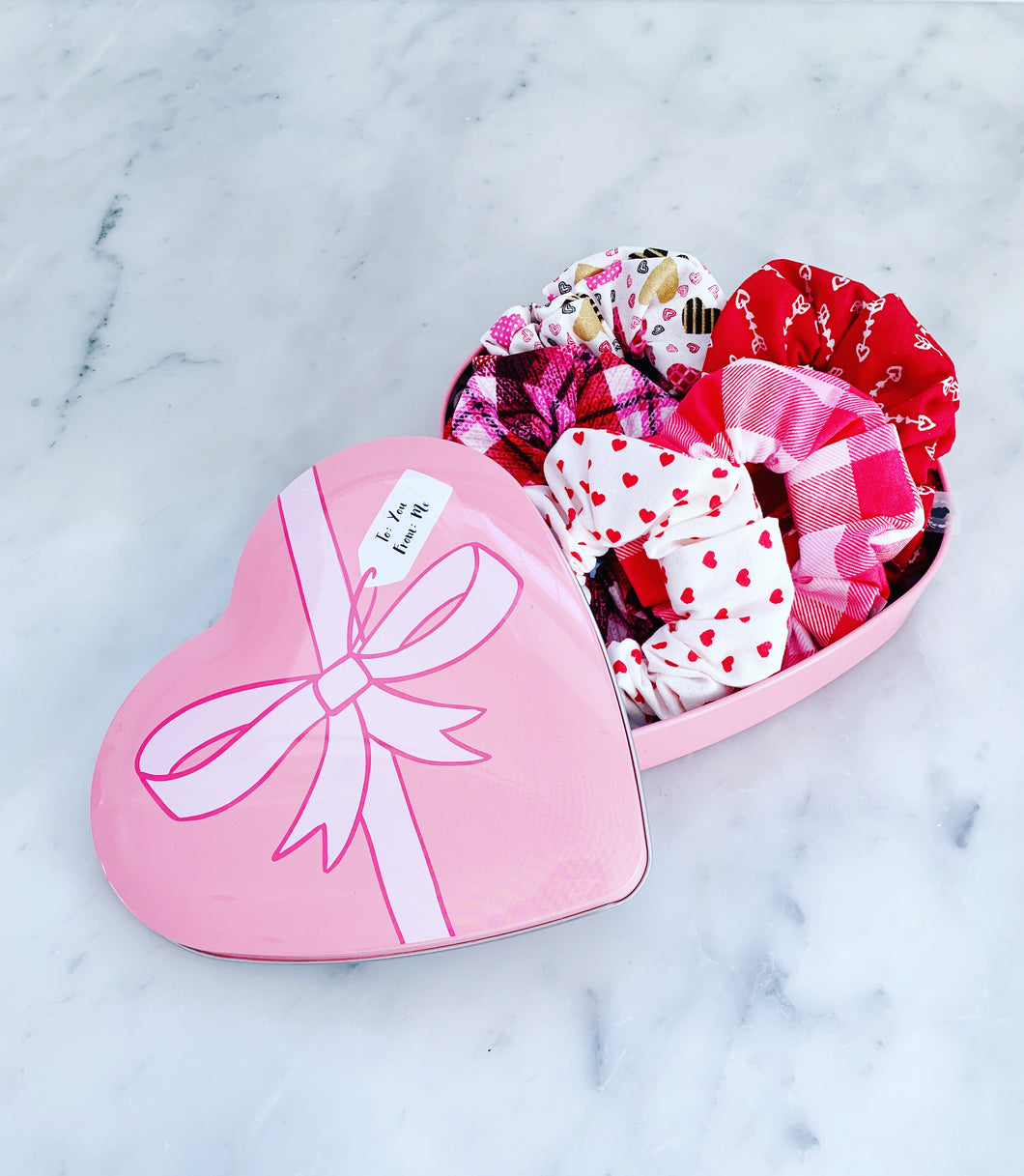 Valentine’s Heart Tin Scrunchie Pack