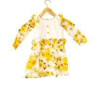 Yellow Stain-Proof Toddler Printed Floral Dress