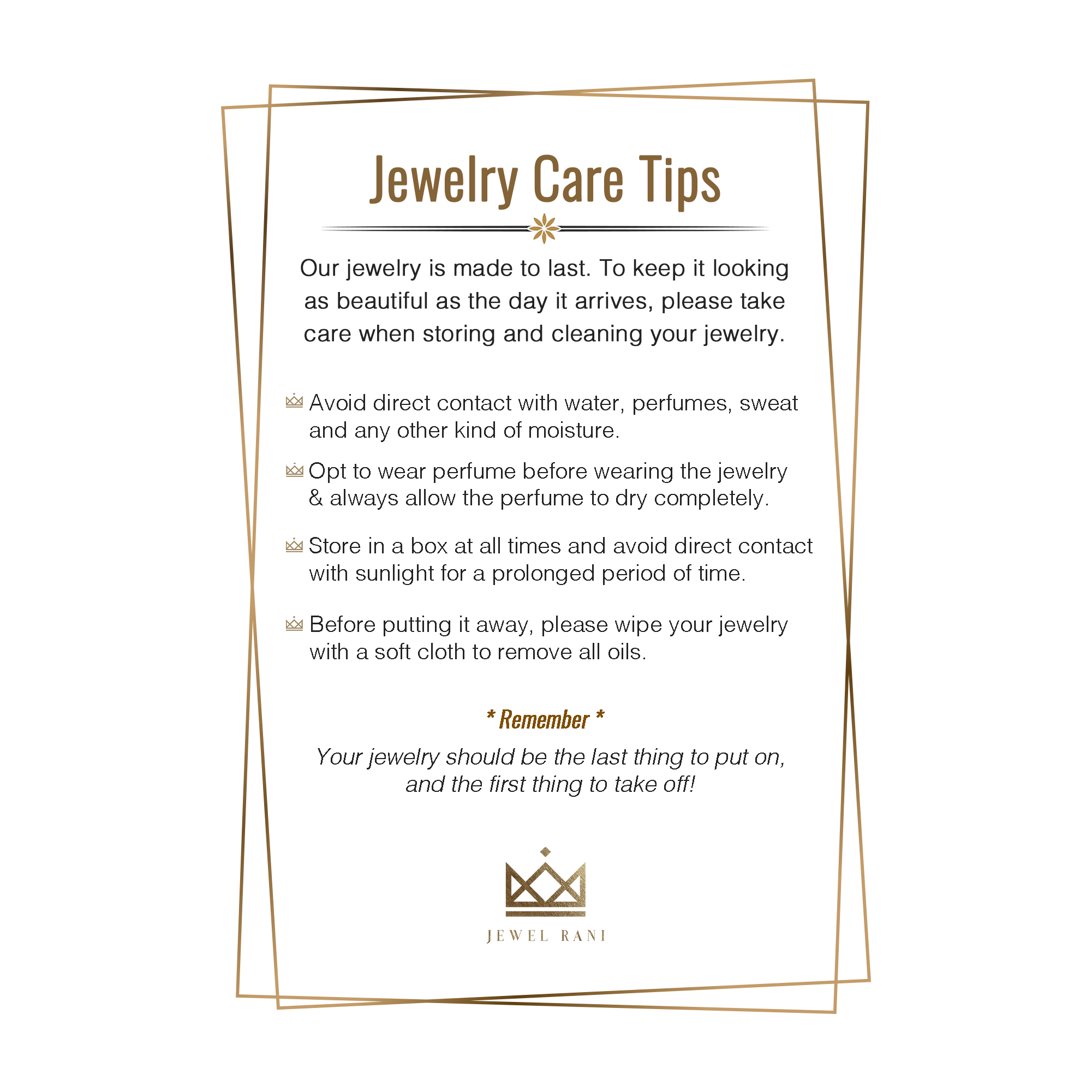 Jewelry Care Tips - Jewel Rani