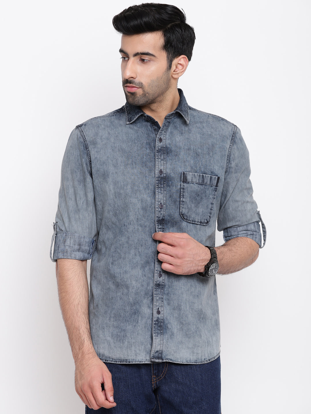 light grey denim shirt