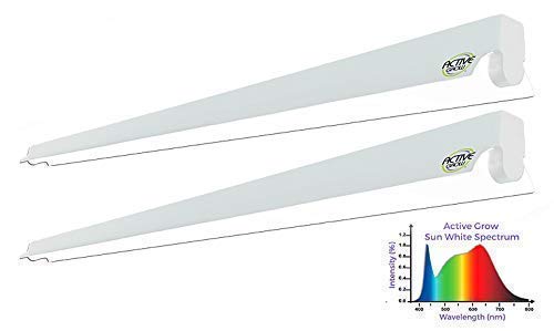 Active Grow T5 4FT LED Strip Light Fixture for Propagation and Microgreens - 23 Watts (54W Rep.) - Sun White Full Spectrum (High CRI 95) - Linkable - 120V - ETL Listed - 2-Pack