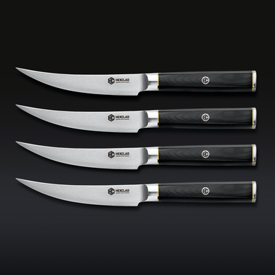  HexClad Essential Knife Set, 6-Piece, Japanese Damascus  Stainless Steel Blades, Full Tang Construction, Pakkawood Handles: Home &  Kitchen