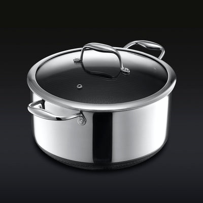 HexClad Hybrid Nonstick 10-Quart Stockpot with Tempered Glass Lid