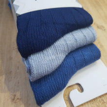 Load image into Gallery viewer, Blue Ribbed Bamboo Socks 3-Pack | Pringle