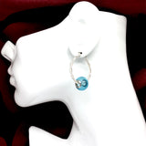 Earring Charms Design for Hoop Earrings - Baby Blue Festoon Glass European Bead Charm Lot of 3 925 Sterling Silver - Slide On Necklace or Earrings Too!