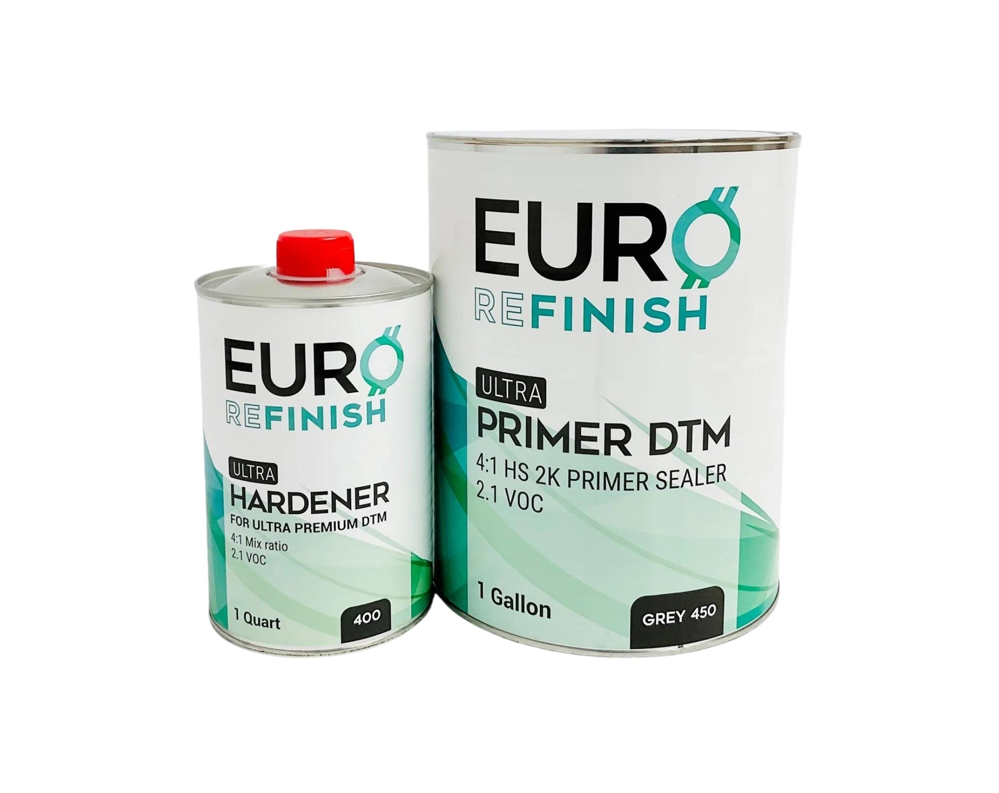 EURO 2K DTM HS Primer Sealer 1 Gallon Kit 2.1 VOC 4:1 Mix ratio Easy to sand & Hardener (1 Quart)