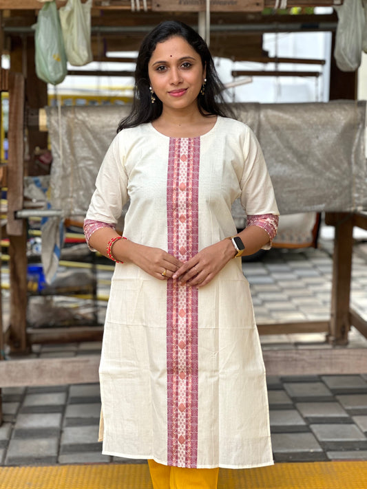 Selvamani tex kerala kasavu cotton saree with running blouse - R SELVAMANI  TEX - 4166575