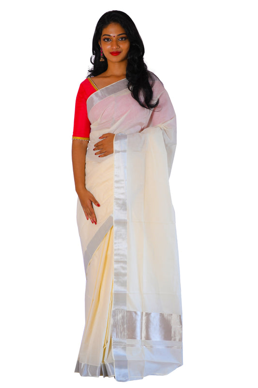 Buy Ditya Fashion women's plain silver border soft chanderi cotton saree  (yellow) - Lowest price in India| GlowRoad