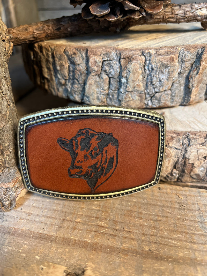 Oceaan slachtoffers Van God Leather Belt Buckle | Angus Cow | Personalized Option – M & W Leather