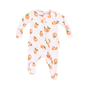Watercolor Peaches 2 Way Zipper Ruffle Back Footie - 229 Gifts at Bainbridge Pharmacy