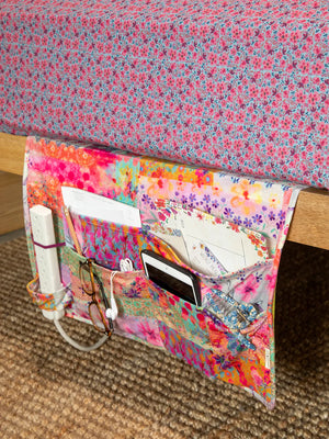 XL Bedside Caddy - Pink Watercolor Patchwork - 229 Gifts at Bainbridge Pharmacy