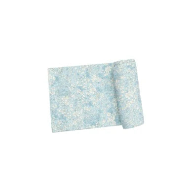 Ribbed Blue Meadow Floral Swaddle