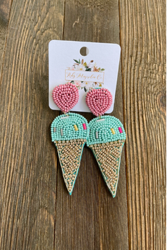 Beaded Ice Cream Cone Earrings