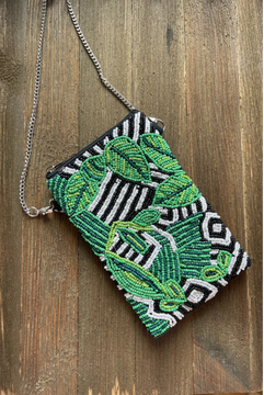 Tropical Leaves Beaded Phone Crossbody