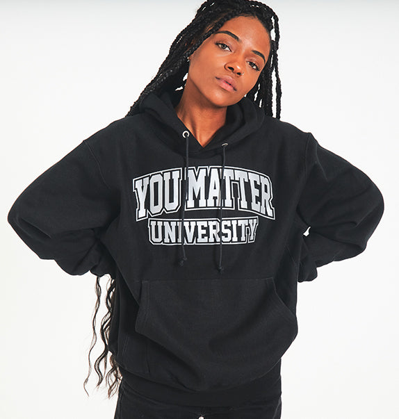 You Matter University 3M Reflective Champion Reverse Weave Hoodie - Bl ...