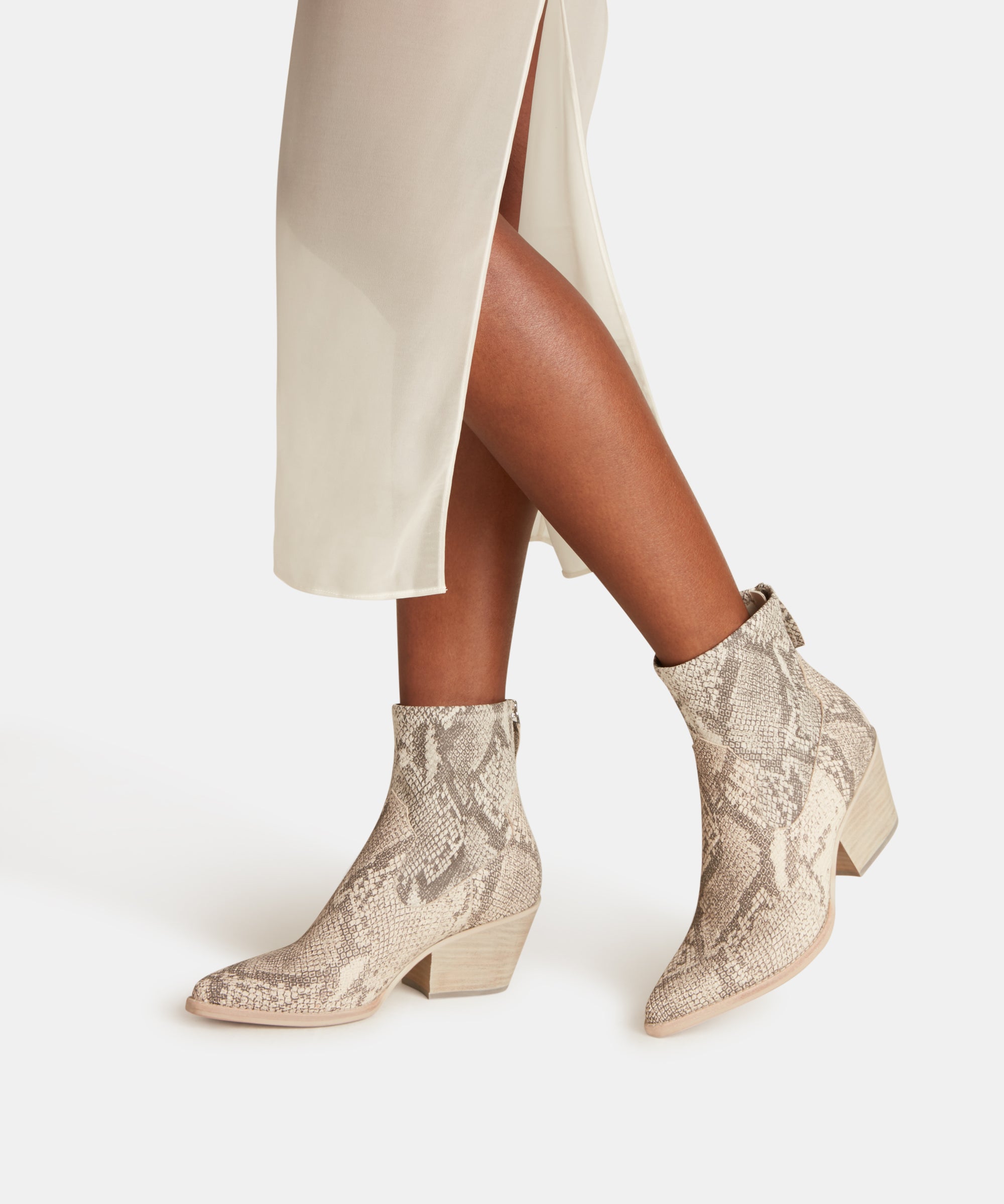 SHANTA BOOTIES IN WHITE/BLACK SNAKE 