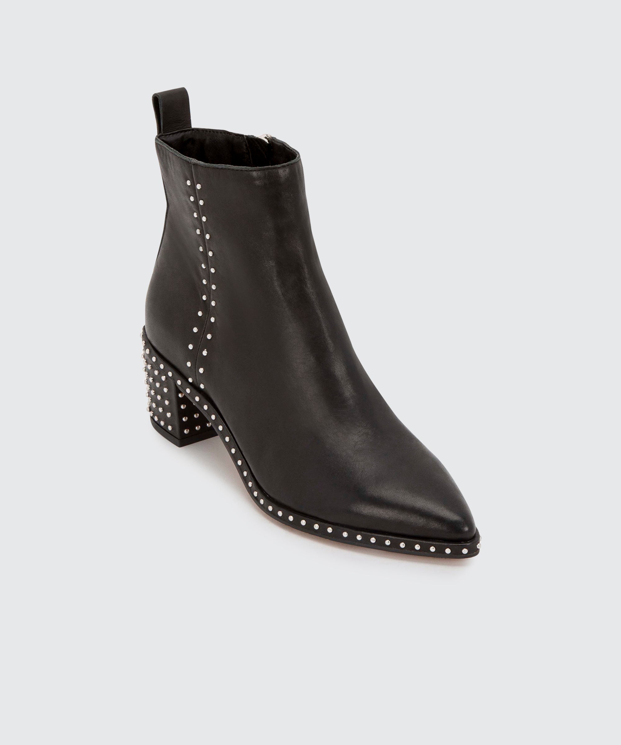 dolce vita white studded booties