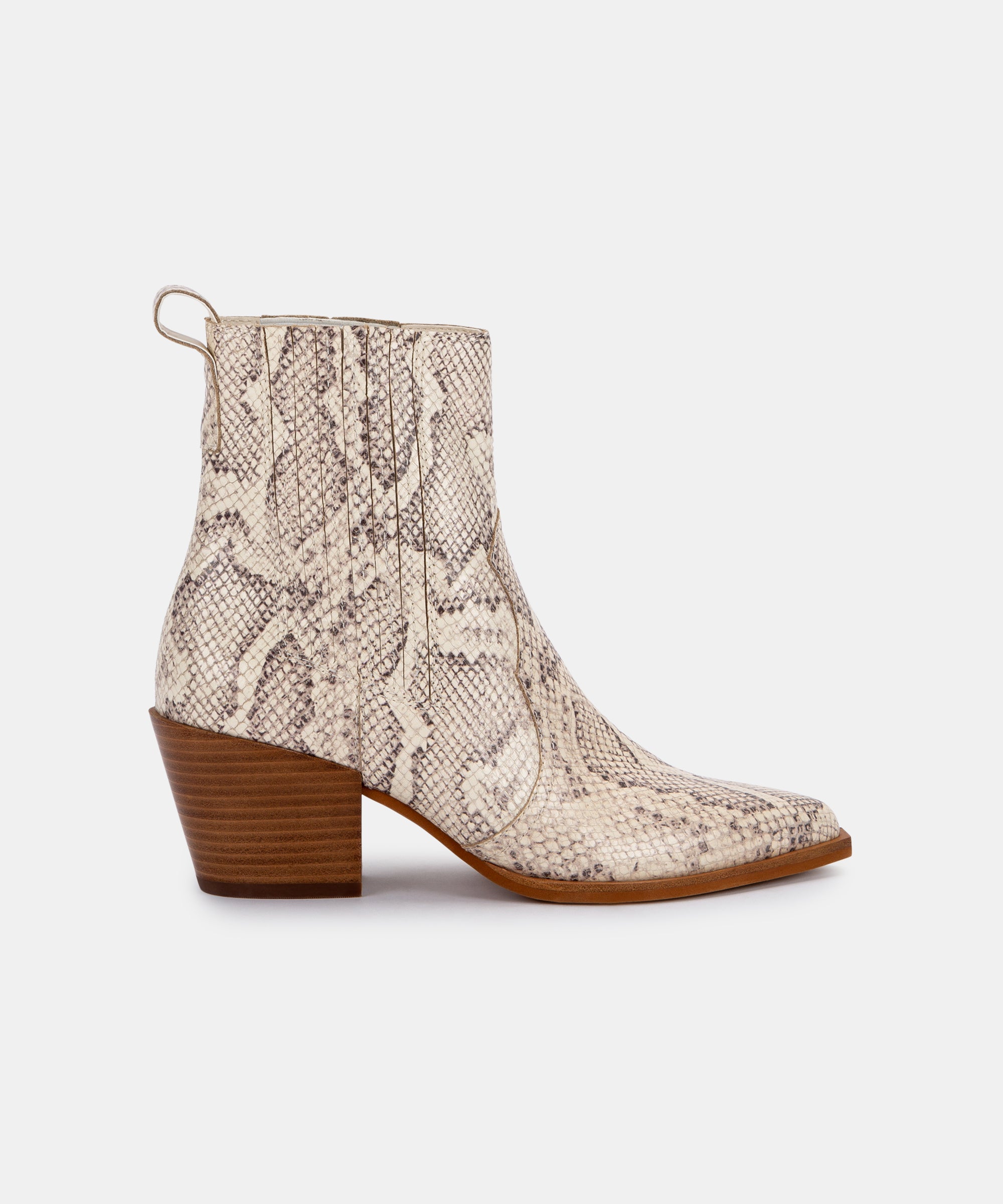 SERNA BOOTIES IN BONE SNAKE PRINT 