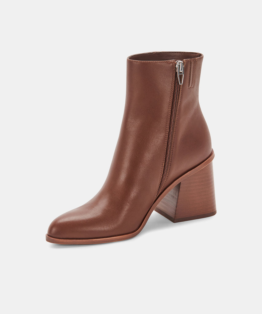 TERRIE BOOTIES IN CHOCOLATE LEATHER -   Dolce Vita