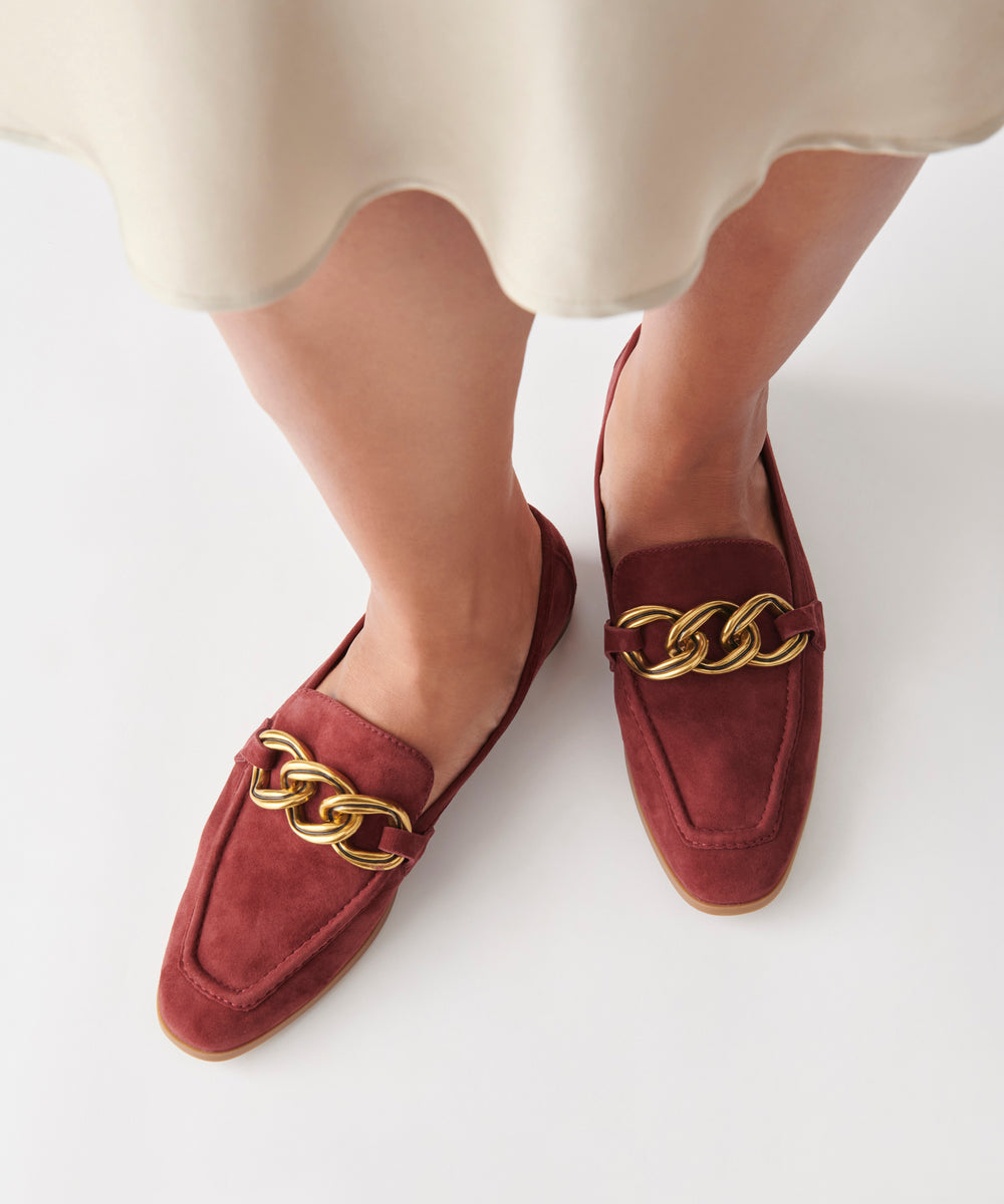 CRYS LOAFERS MAROON SUEDE – Dolce Vita