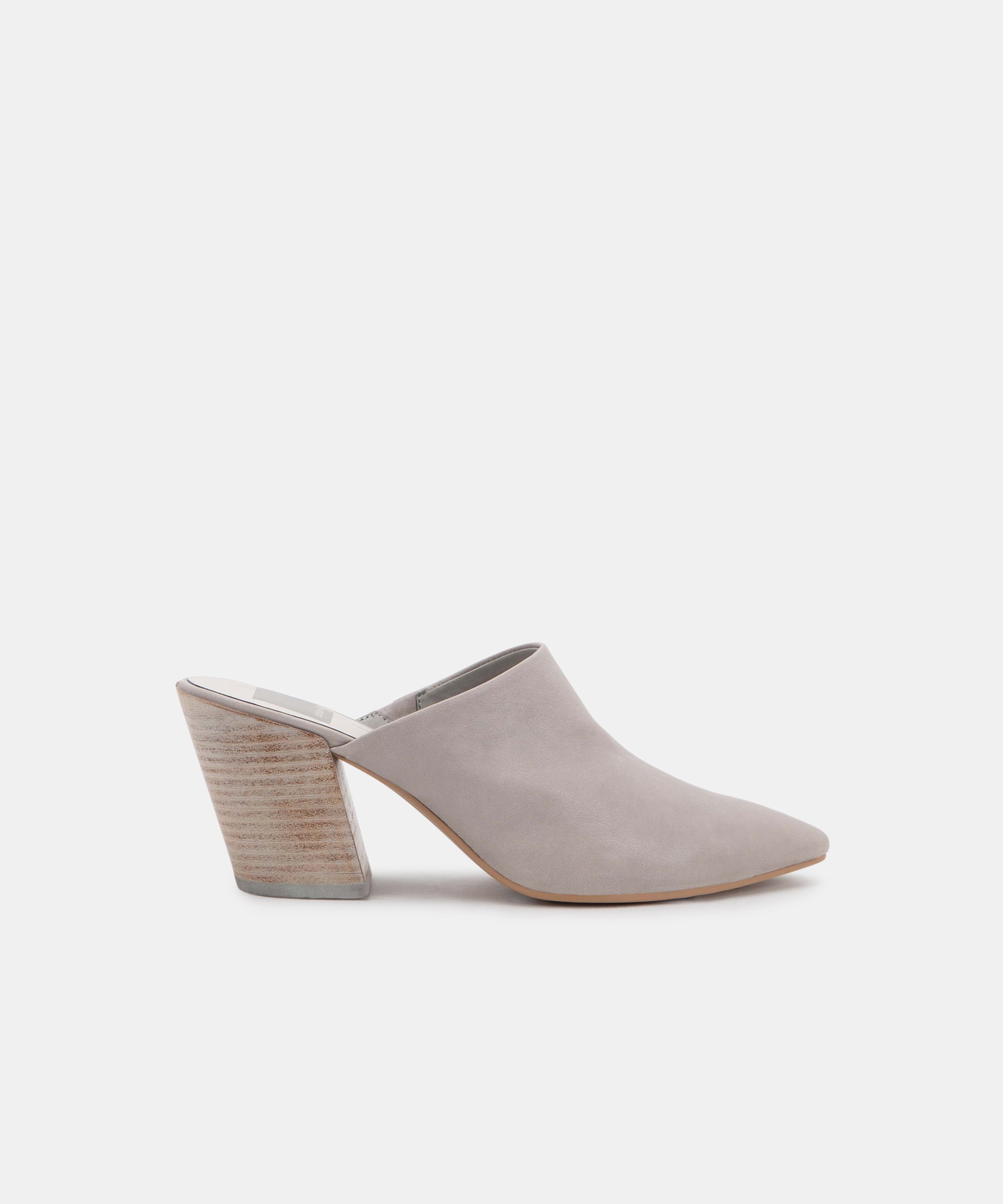 ANGELA MULES IN GREY LEATHER – Dolce Vita