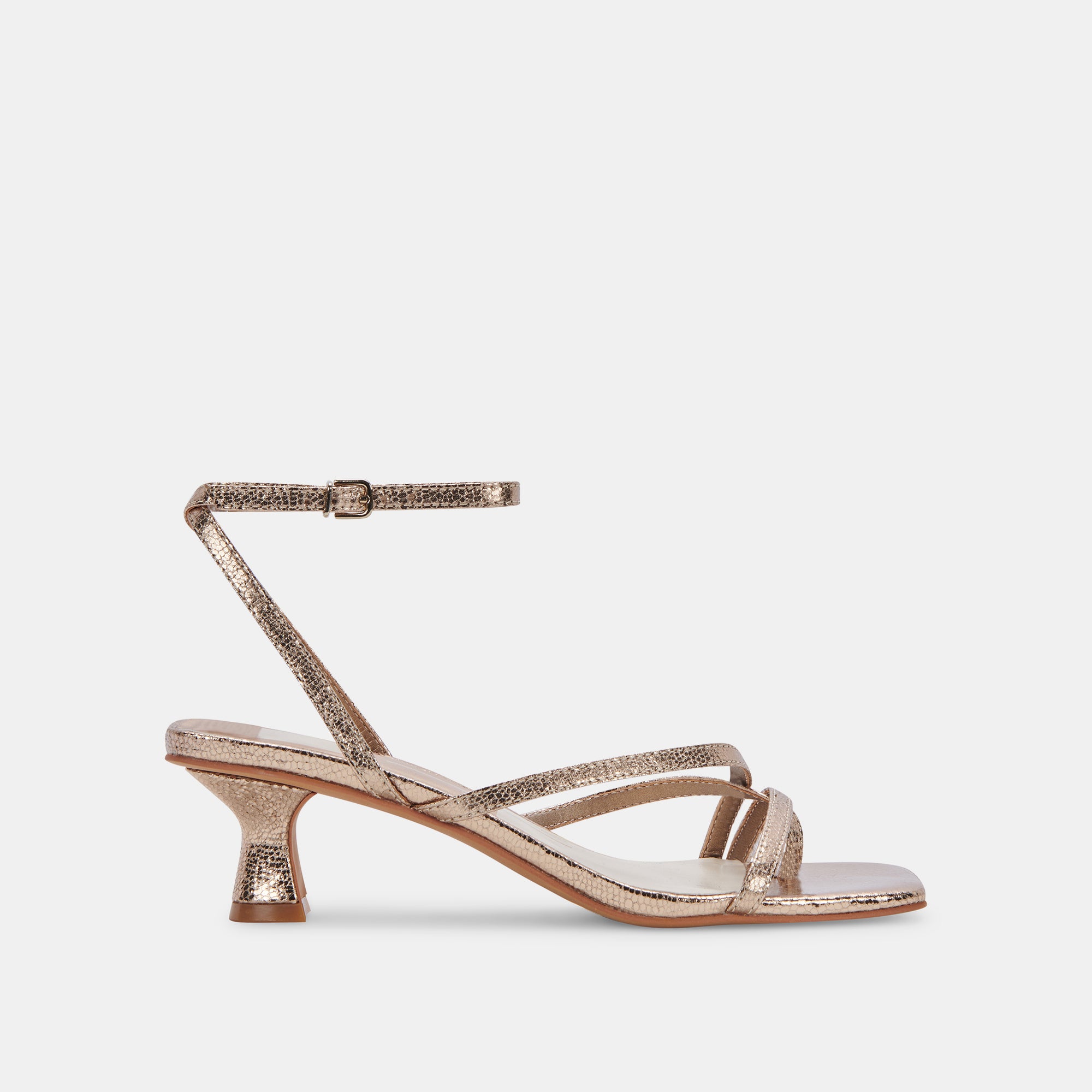 Gold Glitter Mid Block Heel Sandals | New Look