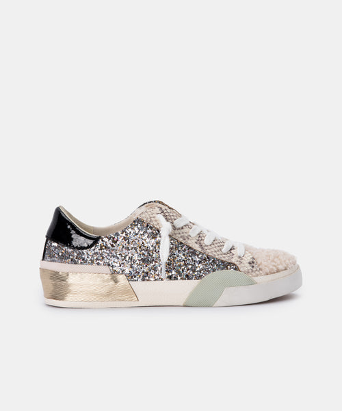 ZINA PLUSH SNEAKERS IN SILVER MULTI 