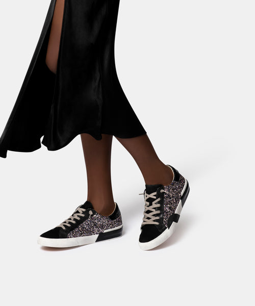 ZINA SNEAKERS IN BLACK METALLIC GLITTER 