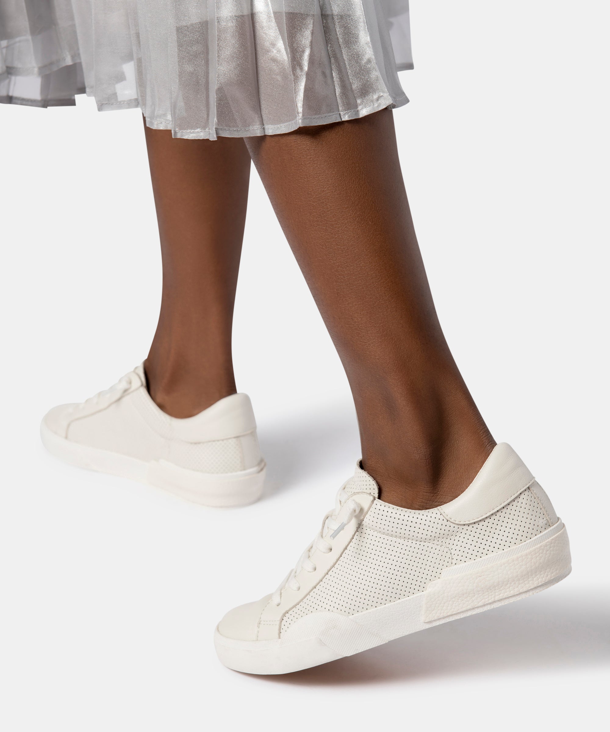 ZINA SNEAKERS IN WHITE PERFORATED LEATHER – Dolce Vita