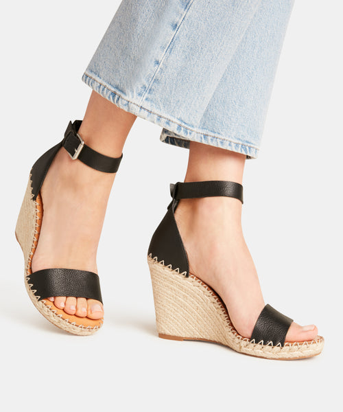 dolce vita black wedges