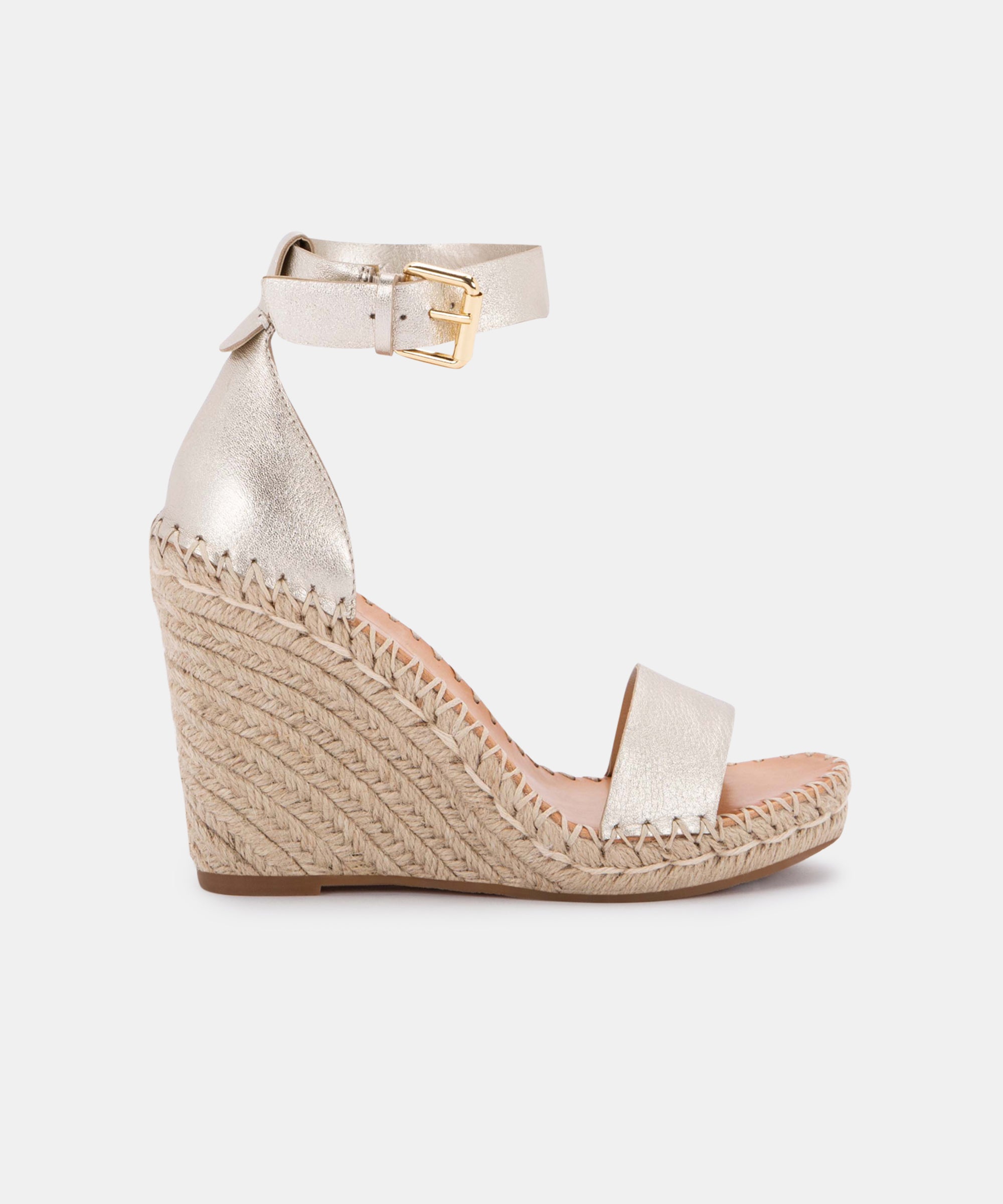 NOOR WEDGES IN LIGHT GOLD LEATHER 