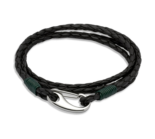 Unique & Co Black Leather Bracelet B178DG - Hamilton & Lewis Jewellery
