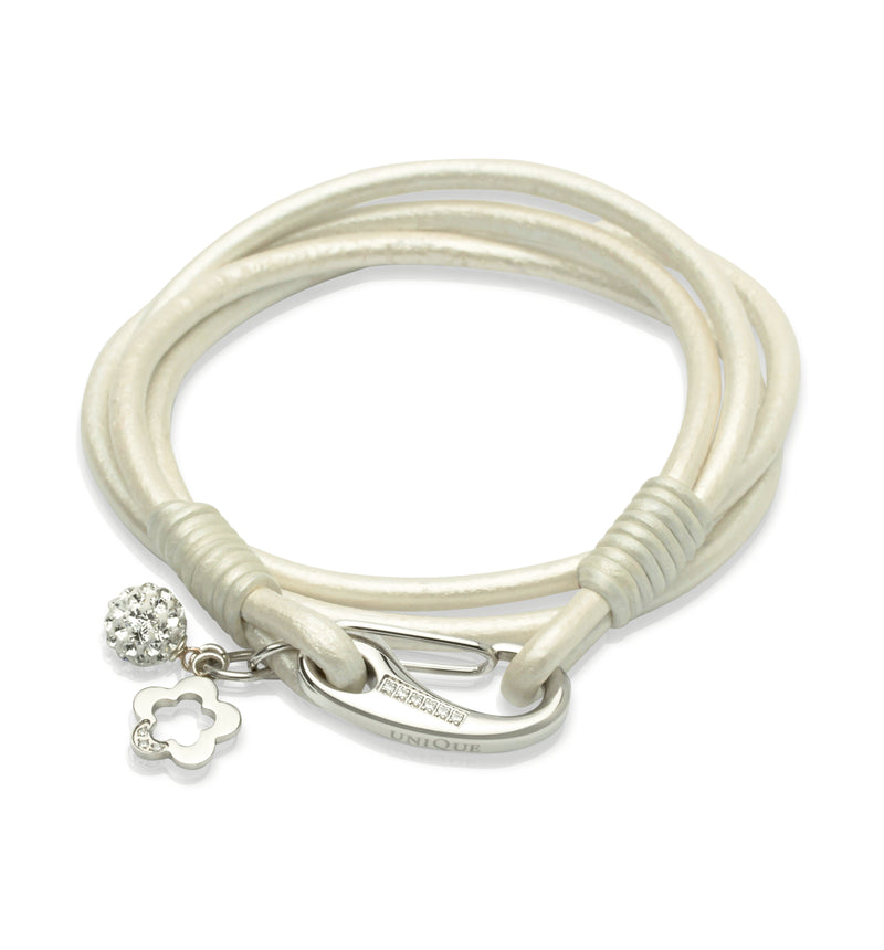 Unique & Co Ladies Pearl Leather Bracelet B215PE - Hamilton & Lewis Jewellery