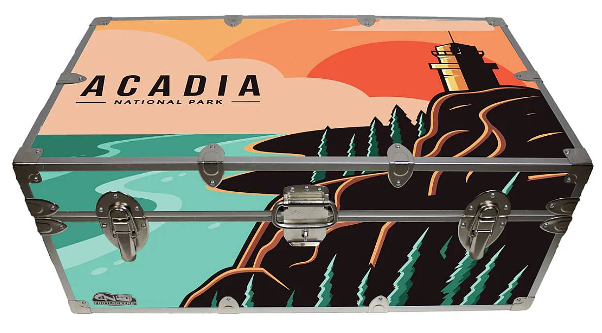 Commemorate your trip to Acadia National Park with our beautiful National Park Designer Trunk!